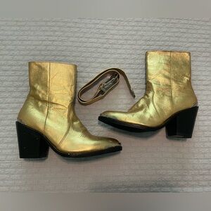 Wandering Coyote Metallic Gold Ankle Boots